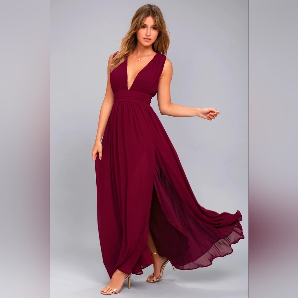 Lulu's Heavenly Hues Burgundy Maxi Dress